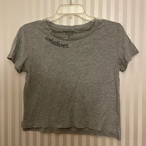 Grey “Whatever” Cropped T-Shirt